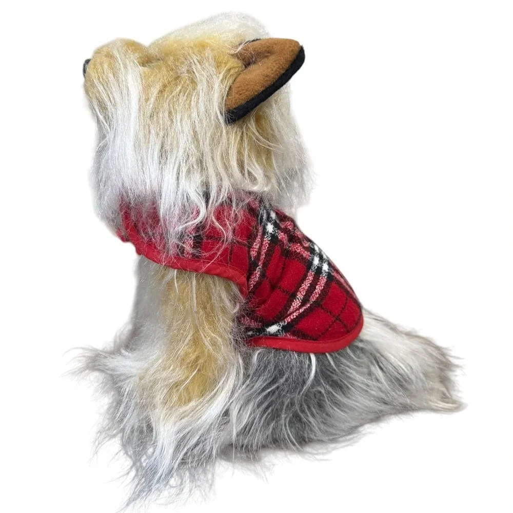 Russ Plush Yorkie Dog Realistic‎ Stuffed Animal Long Hair Terrier Puppy Red Coat